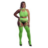 Ouch! Glow Ensemble Bustier Dos nu et Porte-Jarretelles 2 Pièces Vert Fluo